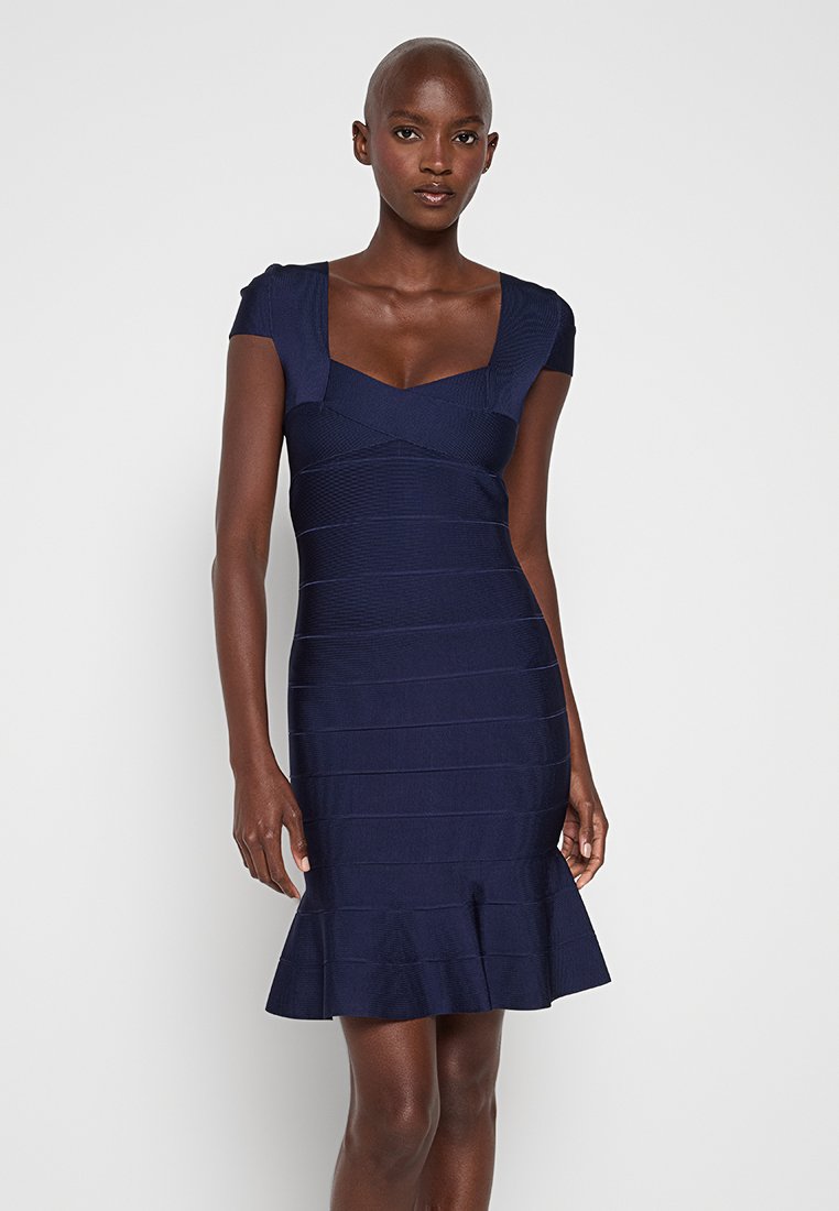 Hervé Léger Gebreide jurk donkerblauw