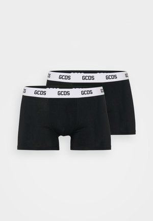Zwarte katoenen boxershorts met een witte elastische tailleband met het "GCDS" logo. Soepele textuur en snug fit ontwerp. Verpakking bevat twee paar.