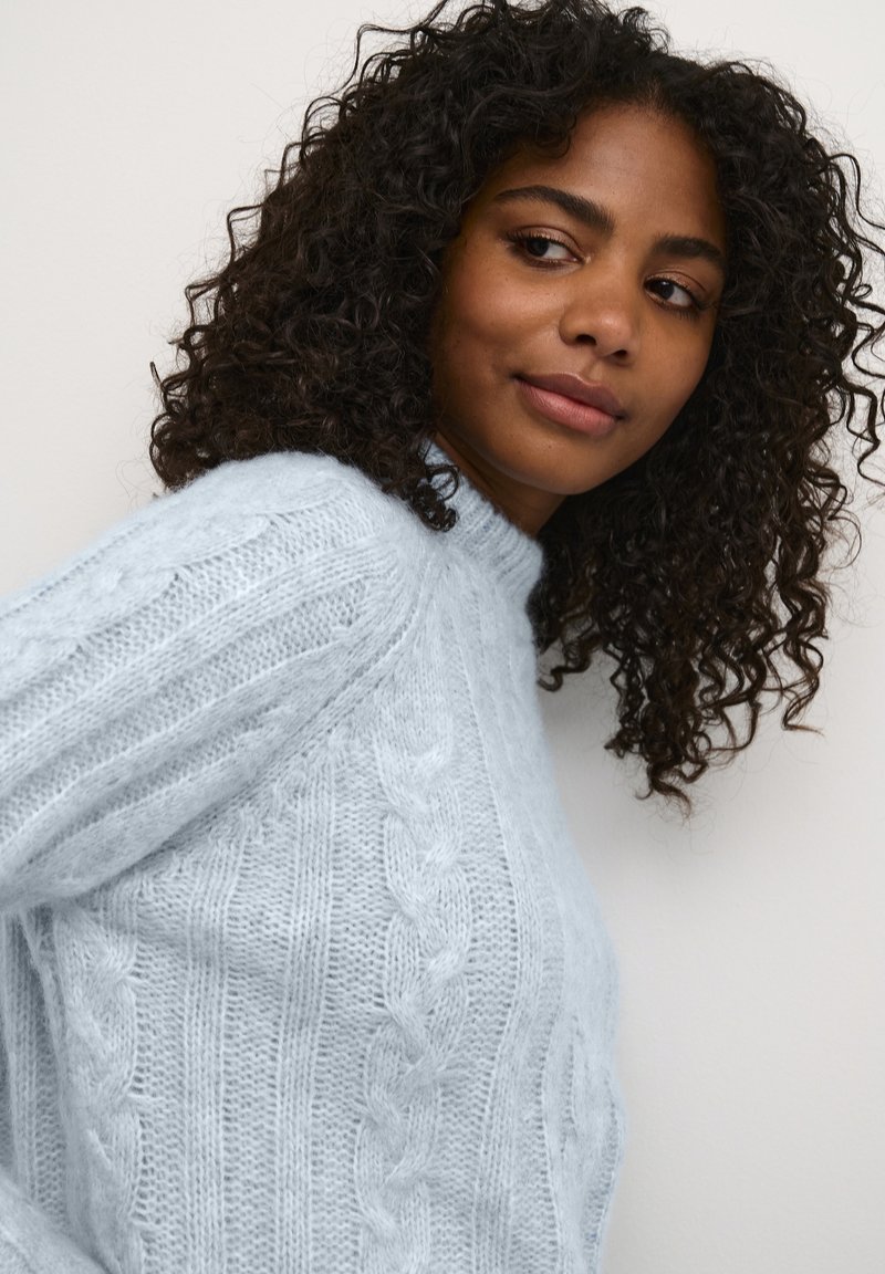 Pull Femme Col Roulé Câble New York & Company Taille M - Couleur Beige, Rayé, Occasion Très Bon état