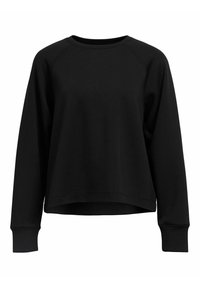 Sort sweatshirts med lange raglanærmer, rund hals og en let cropped kant. Lavet af en blød bomuldsblanding med en glat tekstur.