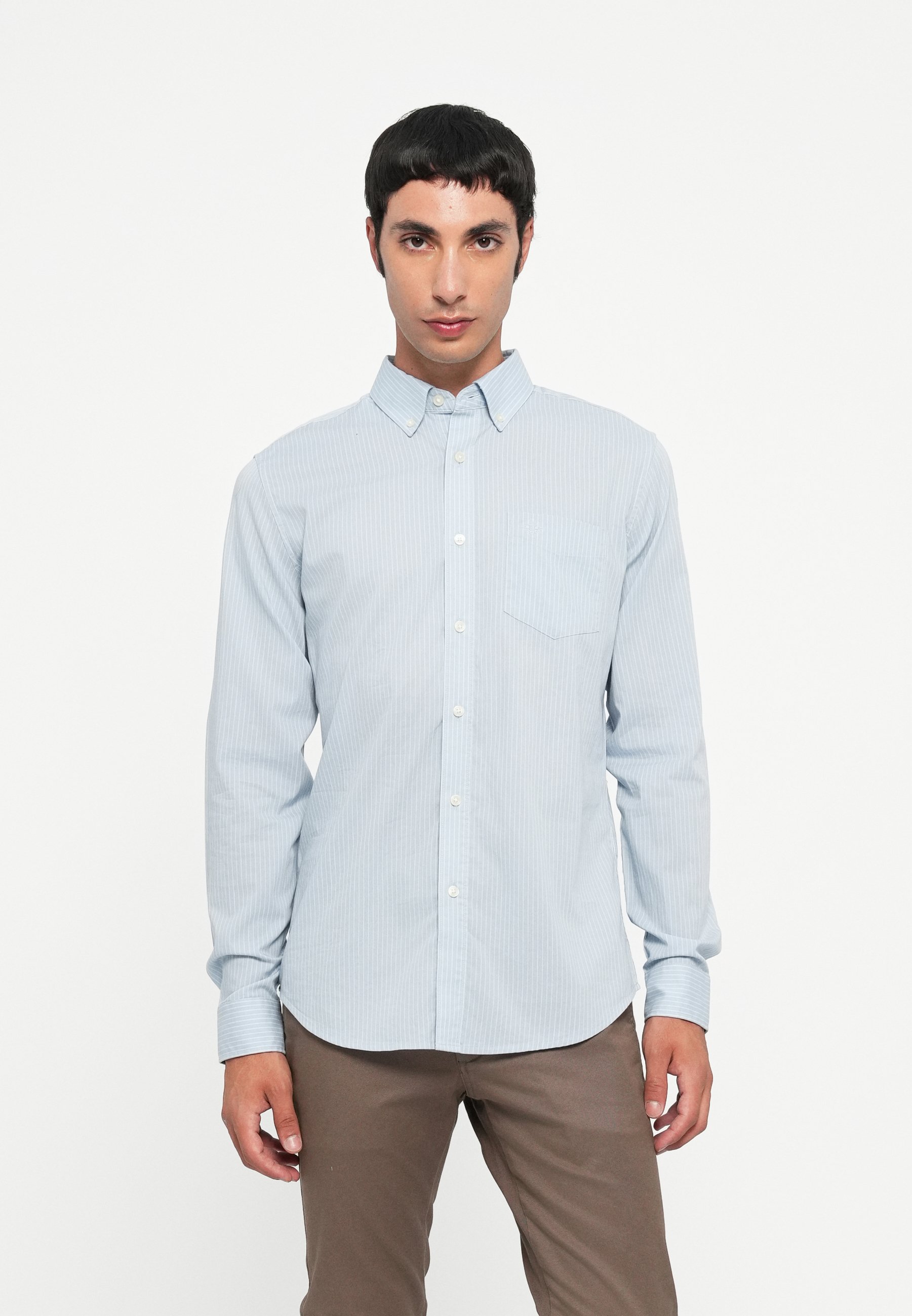 Chemise Homme DOCKERS En Coton - Taille L - Madras Gris, Rouge Et Blanc - Col Boutonné Manches Longues
