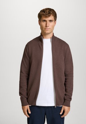 CARLO ZIP - Strickjacke - chocolate plum mix