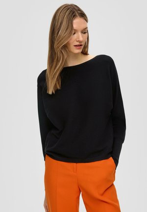 s.Oliver BLACK LABEL, MIT MUSTERSTRUKTUR - Strickpullover - schwarz