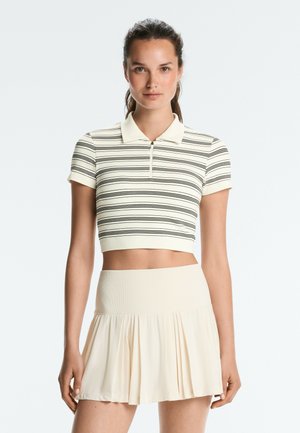 OYSHO, STRIPED SEAMLESS SHORT-SLEEVED POLO SHIRT - Polo - white
