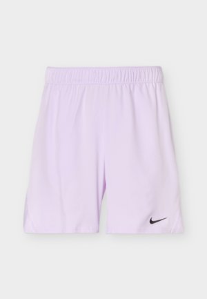 Light purple athletic shorts with elastic waistband and small black Nike logo on the lower right leg.