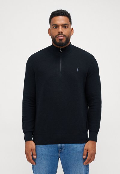 Polo Ralph Lauren Big & Tall MESH-KNIT COTTON QUARTER-ZIP JUMPER - Pulóver - black