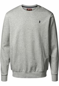 Lichtgrijze sweatshirt gemaakt van een katoenmix, met een ronde halslijn, ribgebreide mouwen en onderrand, en een klein logo op de borst.