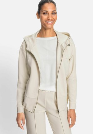 Olsen MIT SEITLICHEN EINGRIFFSTASCHEN - Zip-up sweatshirt - beige