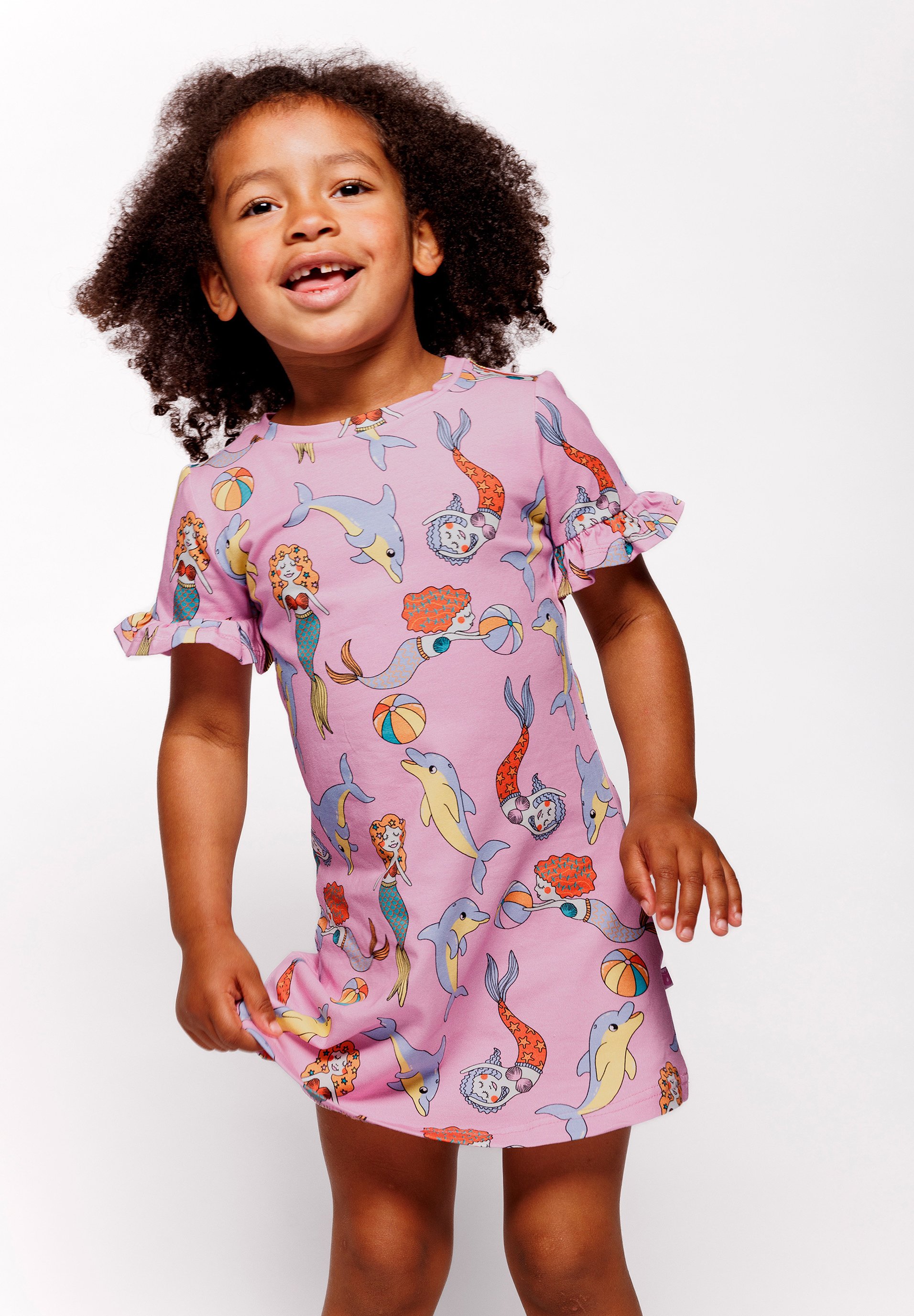 Smfolk SHORT-SLEEVED WITH MERMAIDS AND DOLPHINS - Jersey dress - pink  lavender/pink - Zalando
