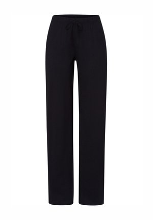 Zwarte, lichte broeken met een rechte pijp ontwerp, elastische tailleband en verstelbare trekkoord. Gemaakt van een zachte, rekbare stof.