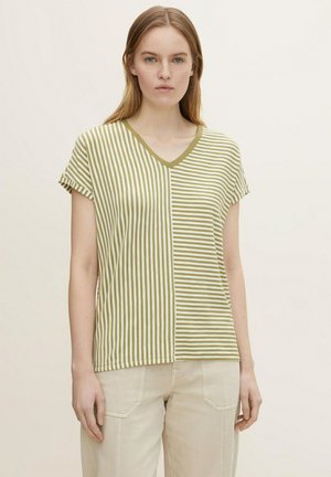 Print T-shirt - olive horizontal stripe