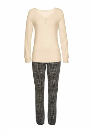Pyjama - nude schwarz kariert