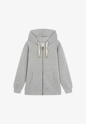 Bluză de molton cu fermoar - grey melange