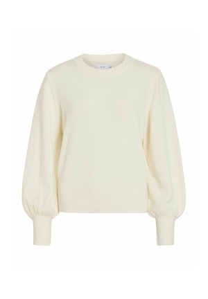 VILA, VIMALU O-NECK L/S PULLOVER/KA - Striktrøje - cloud dancer