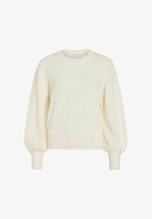 VILA, VIMALU O-NECK L/S PULLOVER/KA - Striktrøje - cloud dancer