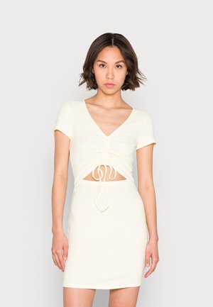 RUCHED DRESS WITH V NECK - Vestido de cocktail / Vestido de festa - pale lemon