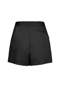 Zwarte shorts met een platte voorkant, gestructureerde tailleband en achterzak. Gemaakt van een soepele stof met een nette, op maat gemaakte pasvorm.