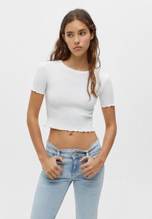 SHORT CHECK TEXTURE - Basic T-shirt - white