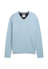 MIT V-AUSSCHNITT - Jersey de punto - light metal blue melange