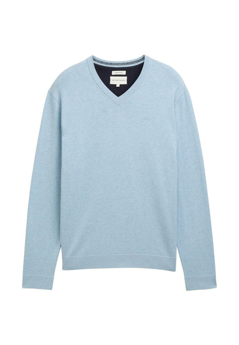 TOM TAILOR MIT V-AUSSCHNITT Strickpullover light metal blue