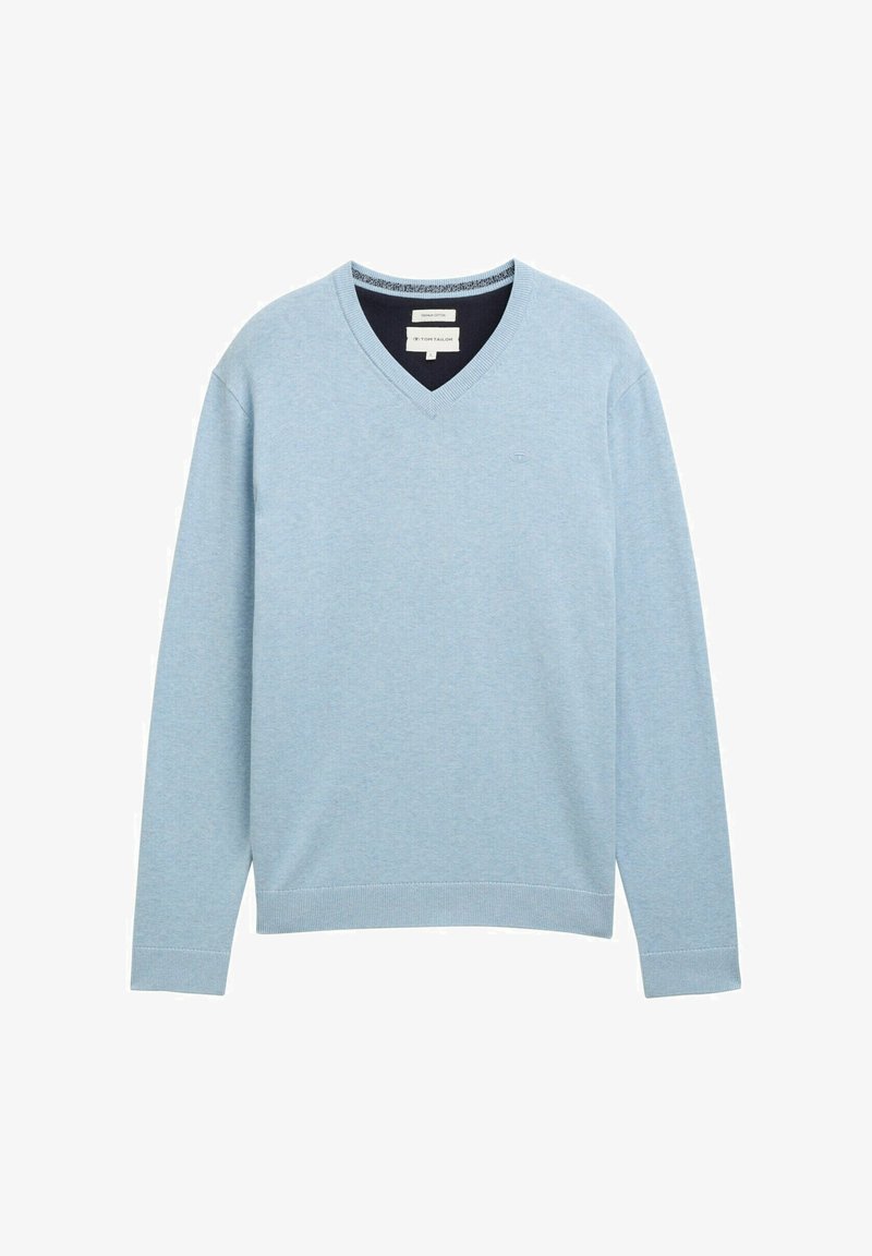 TOM TAILOR MIT V-AUSSCHNITT Strickpullover light metal blue