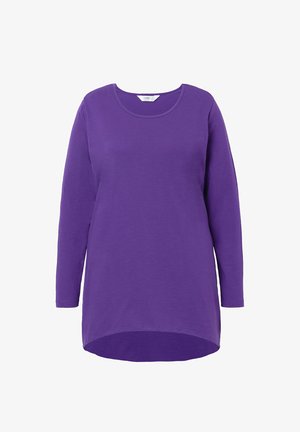 Langsleeve tuniek in levendig paars, gemaakt van een zachte stof. Heeft een ronde halslijn en een gebogen zoom voor een relaxte pasvorm.