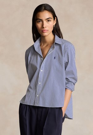 Polo Ralph Lauren CROPPED BOXY STRIPED COTTON SHIRT - Košilová halenka  - white/fall royal