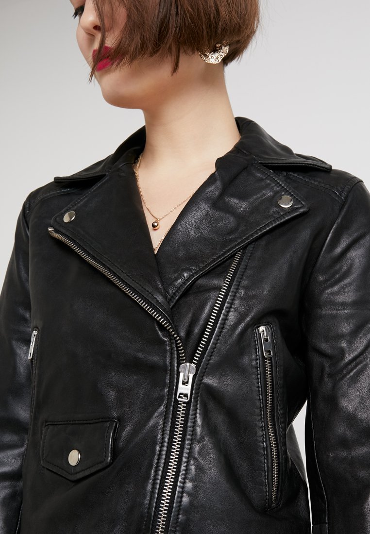 TAMMY CROP BIKER Leren jas black TAMMY CROP BIKER Leren jas black
