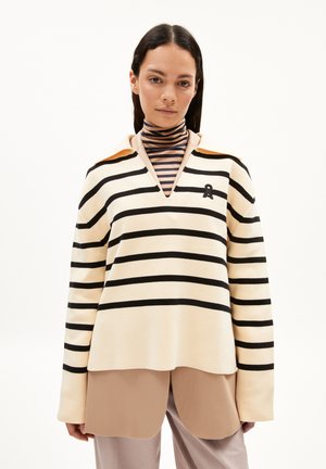 ARMEDANGELS FREJIAAS STRIPES - Jumper - oatmilk black