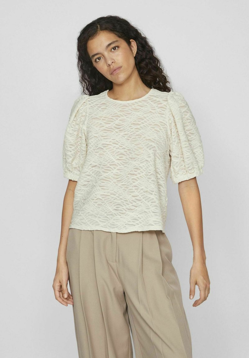 VILA KURZÄRMELIGES RUNDHALS - Blúzka - birch