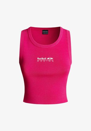 Prilegajoč se, brezrokavni crop top v svetlo roza rebrasti tkanini. Na sprednji strani ima bel logo Red Bull Racing. Zaobljen izrez.