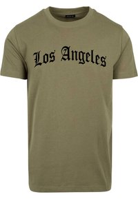 LOS ANGELES WORDING TEE - Potiskana majica - olive