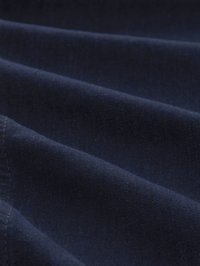 Dobramentos de tecido azul escuro mostrando textura suave e detalhamento de tecelagem fina em vista aproximada.