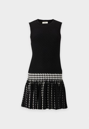sandro, ROBE COURTE SHIMA PLISSEE - Robe pull - noir/ecru
