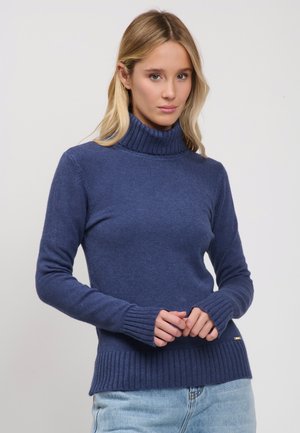 INFLUENCER, INFLUENCER PULLOVER TURTLENECK LINE PULL MID-THICK - Strickpullover - indigo