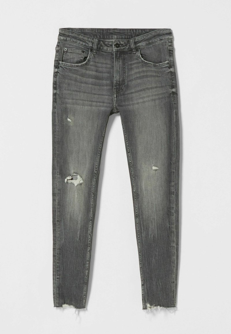 Bershka Slim fit jeans donkergrijs gemêleerd Bershka Slim fit jeans donkergrijs gemêleerd