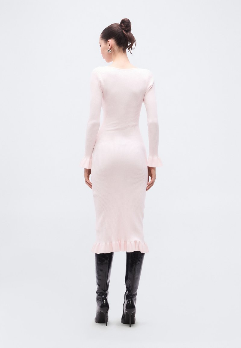 strapless open back dress Melody Chain Strap Satin Midi Dress • Shop American Threads Women's Trendy Online Boutique Pink / M main image 0