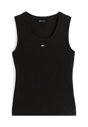 Tommy Jeans, RIBBED SLIM SCOOP NECK TANK TOP - Débardeur - black