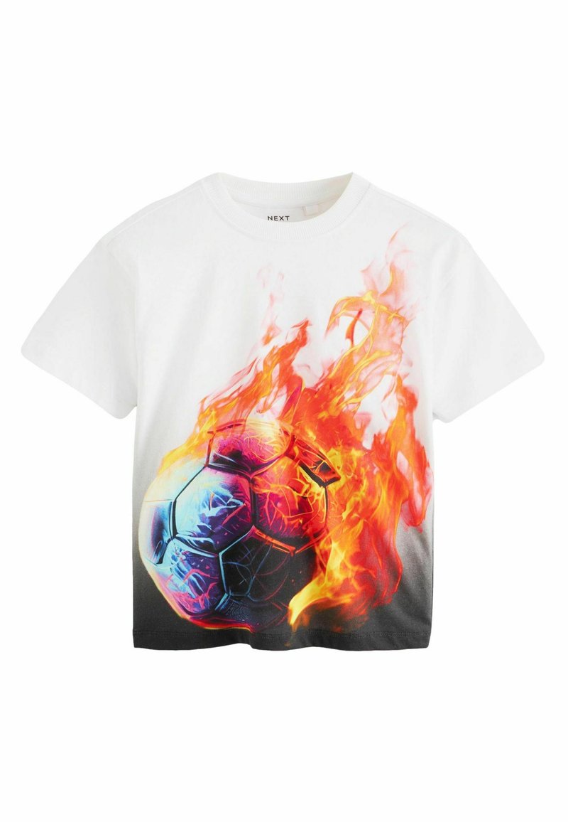 Next ALL OVER SHORT SLEEVE STANDARD - Triko s potiskem - white football flames