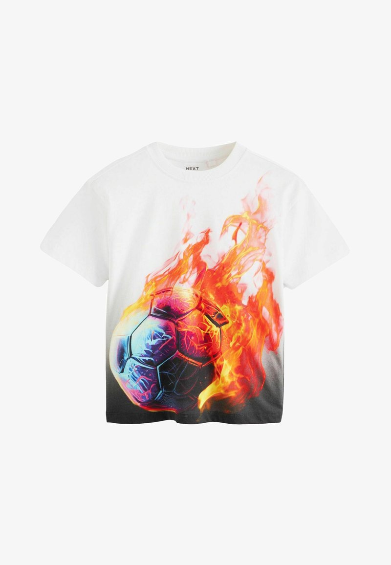 Next SHORT SLEEVE STANDARD - Marškinėliai su spaudiniu - white football flames
