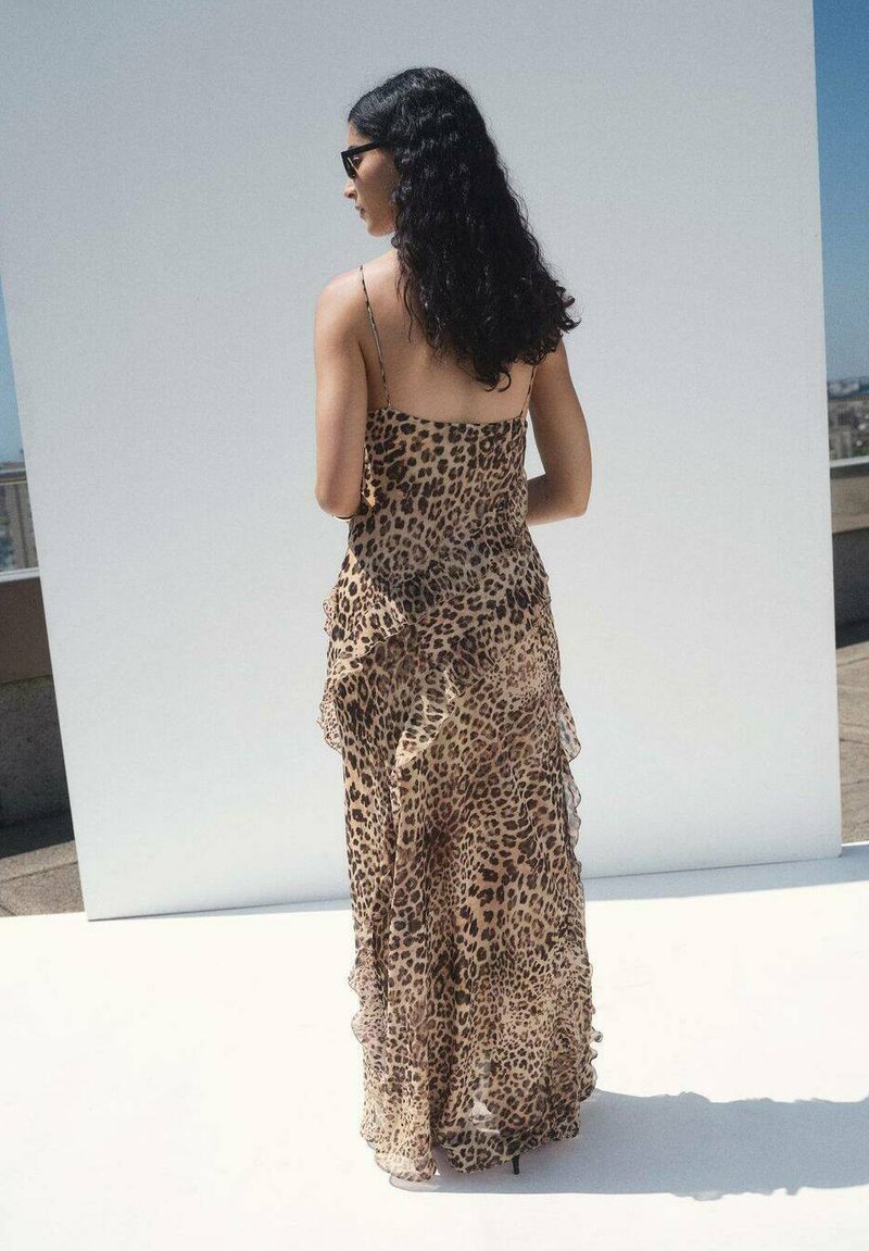 Mango ANIMAL RUFFLE - Maxi dress - beige - Zalando.ie