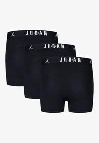 Črne bokserice v paketu treh z enostavnim dizajnom. Imajo črn elastičen pas z belim logotipom "JORDAN". Mehka tekstura.