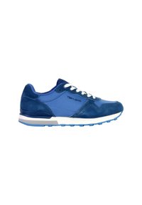 Scarpa sportiva blu realizzata in suede e materiale sintetico. Presenta lacci bianchi, una morbida intersuola e suola texturizzata per una migliore aderenza.