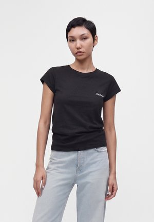 Replay, SLIM EMBROIDERY LOGO - Обикновена тениска - black