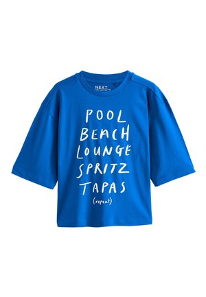 Next OVERSIZED - SLOGAN SHORT SLEEVE CREW NECK - T-Shirt print - blue