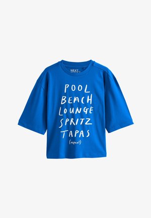 Next, OVERSIZED - SLOGAN SHORT SLEEVE CREW NECK - Camiseta estampada - blue