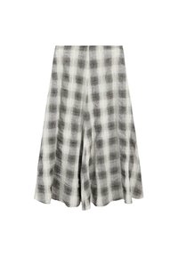 Culotte in lino con un motivo a quadri bianco e nero; presenta gambe larghe e una vestibilità morbida con una finitura soffice e testurizzata.