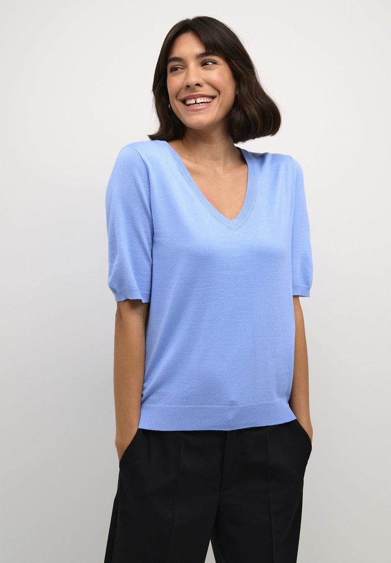 Kaffe KALIZZA V-NECK - Pamata T-krekls - vista blue