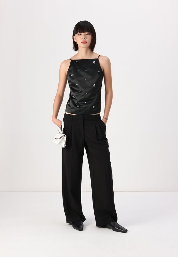 Satin Embellished Open-Back Apron Top - Top3