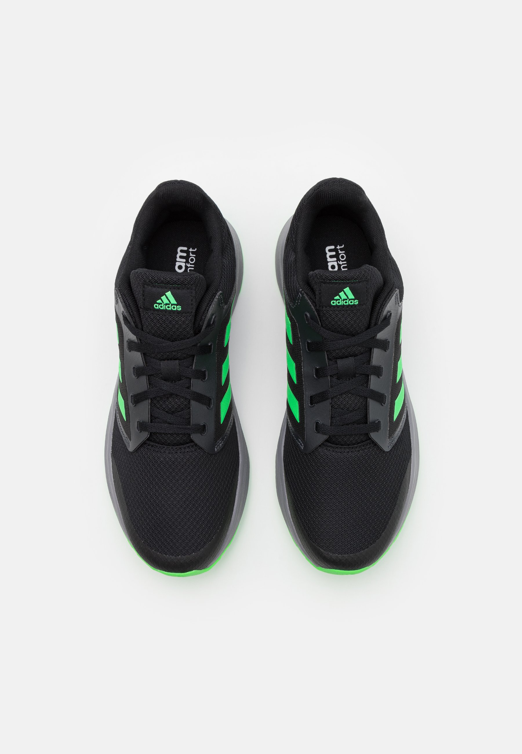 adidas Performance GALAXY 5 CLASSIC CLOUDFOAM - Hardloopschoenen neutraal -  core black/screaming green/grey three/Zwart - Zalando.nl